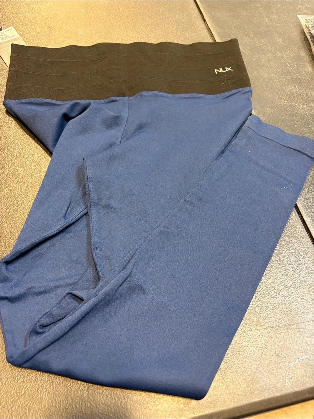 NUX Blue Leggings with Black High Waistband
